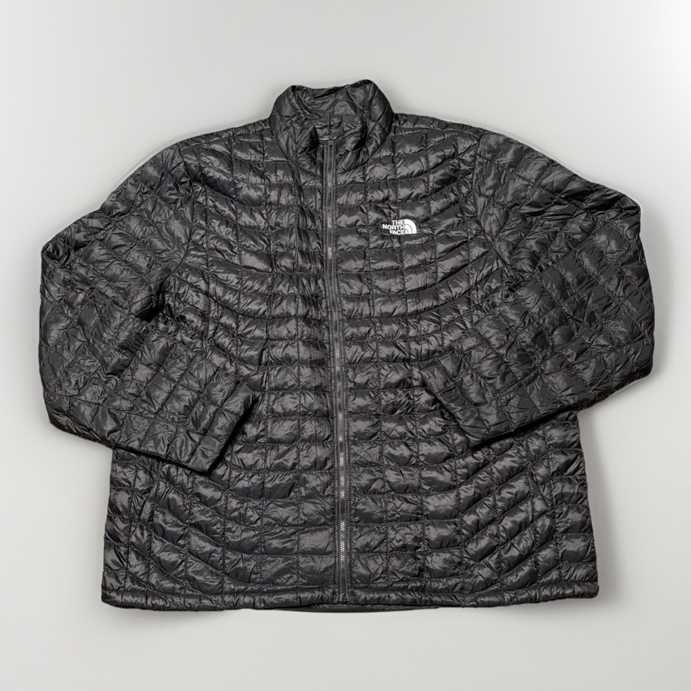 The North Face Mens XXL ThermoBall Hooded Jacket Full Zip Quilted Puffer Black